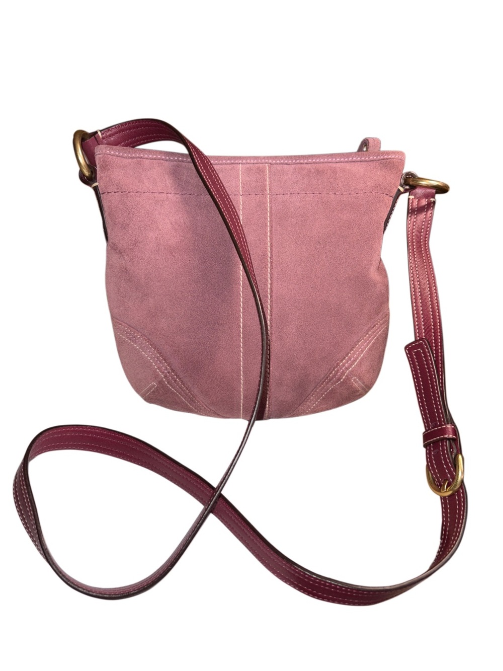 Coach Vintage 2005 Soho Suede Swing Pack in Dusty Rose with Burgundy Strap - Picture 2 of 10